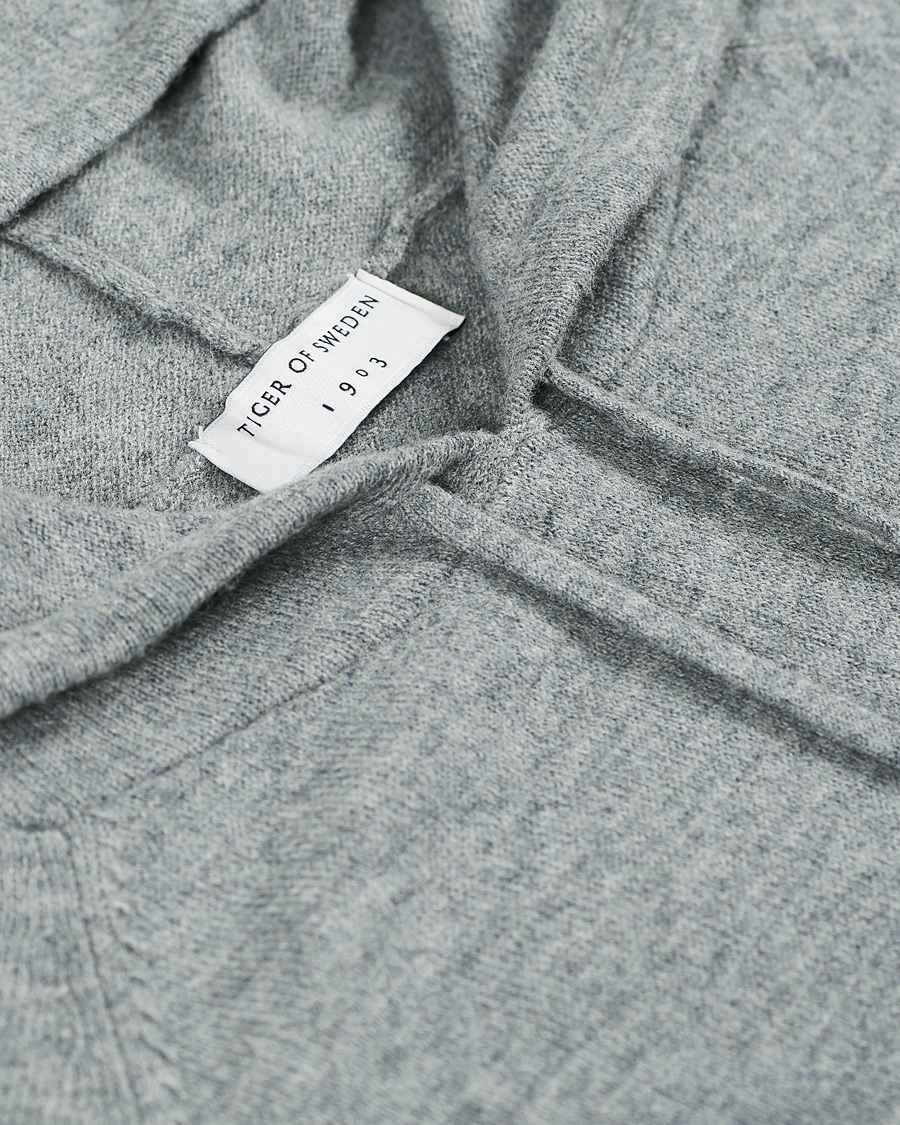 Herren | Pullover | Tiger of Sweden | Nakkne Wool Hoodie Med Grey Mel