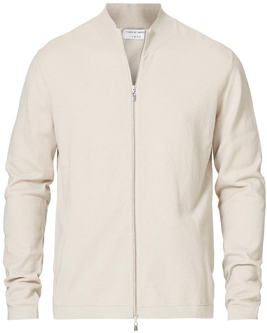 Herren | Pullover | Tiger of Sweden | Kylen Cotton/Merino Zip Moonbeam