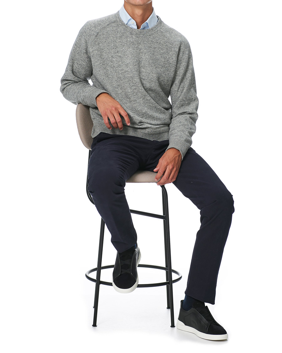 Herren | Pullover | Ermenegildo Zegna | Double Construction Cashmere Sweatshirt Silver Grey