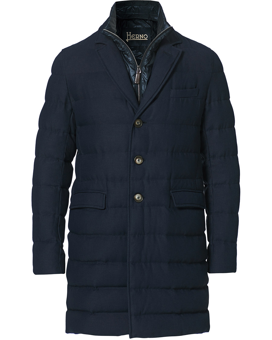 Herren | Jacken | Herno | Flannel Long Down Jacket Navy