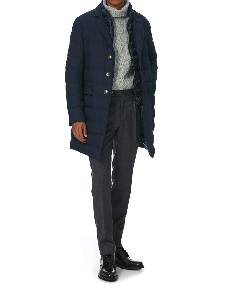 Herren | Jacken | Herno | Flannel Long Down Jacket Navy
