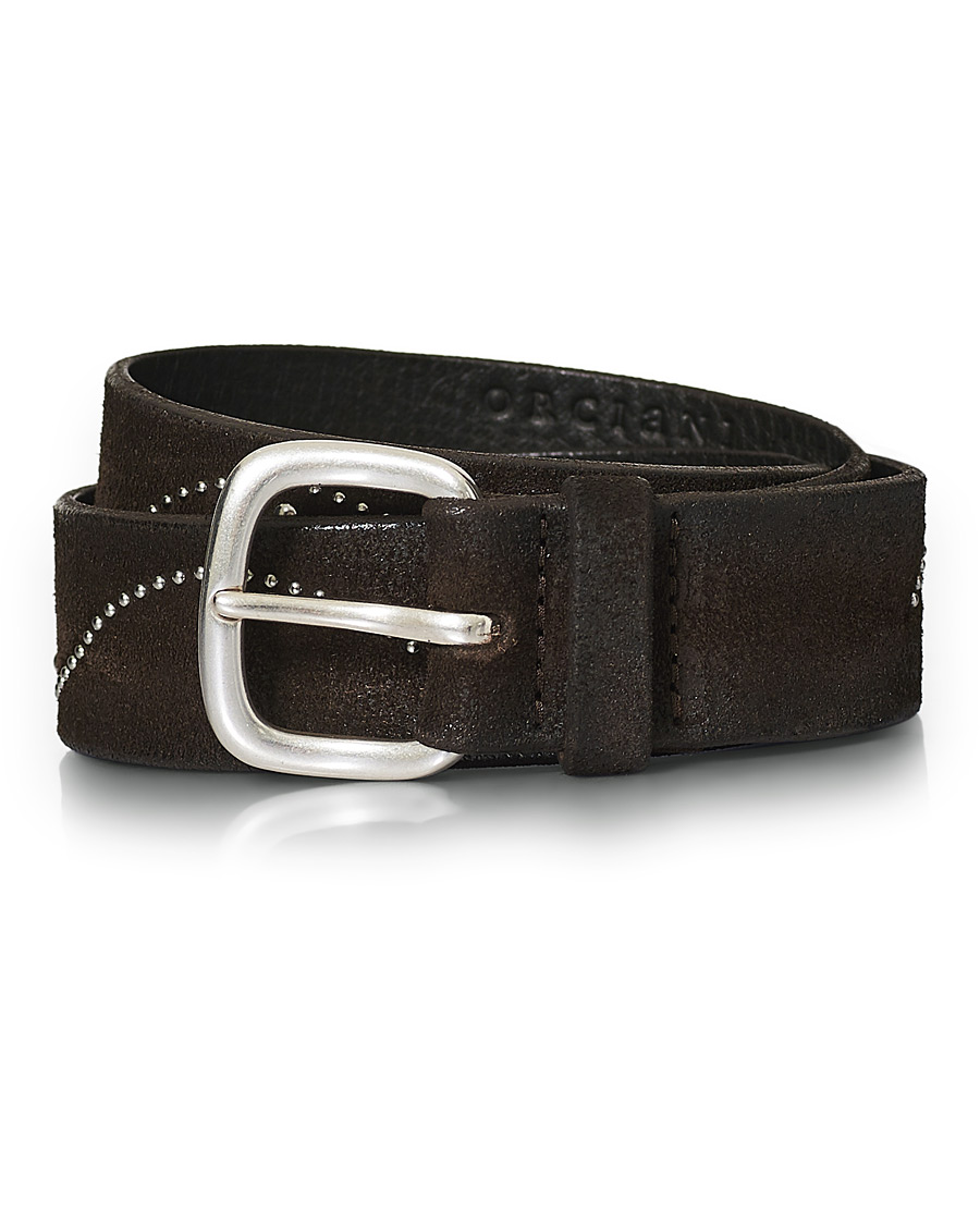 Herren | Orciani Suede Nit Belt 3,5 cm Dark Brown | Orciani | Suede Nit Belt 3,5 cm Dark Brown