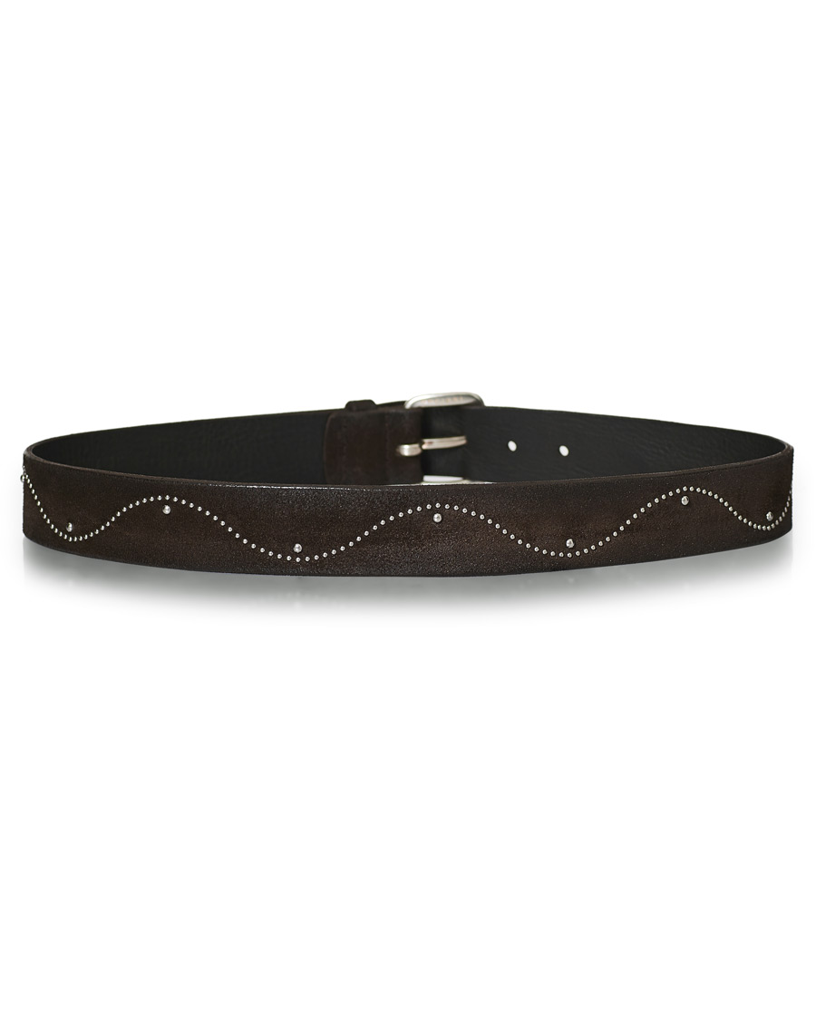 Herren | Orciani Suede Nit Belt 3,5 cm Dark Brown | Orciani | Suede Nit Belt 3,5 cm Dark Brown