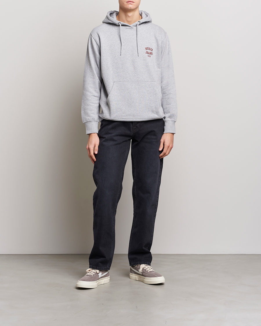 Herren | Pullover | Nudie Jeans | Franke Logo Hoodie Grey melange
