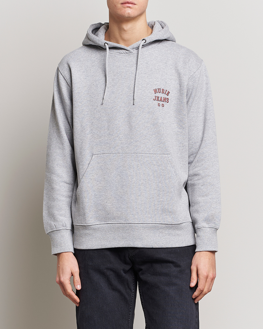 Herren |  | Nudie Jeans | Franke Logo Hoodie Grey melange