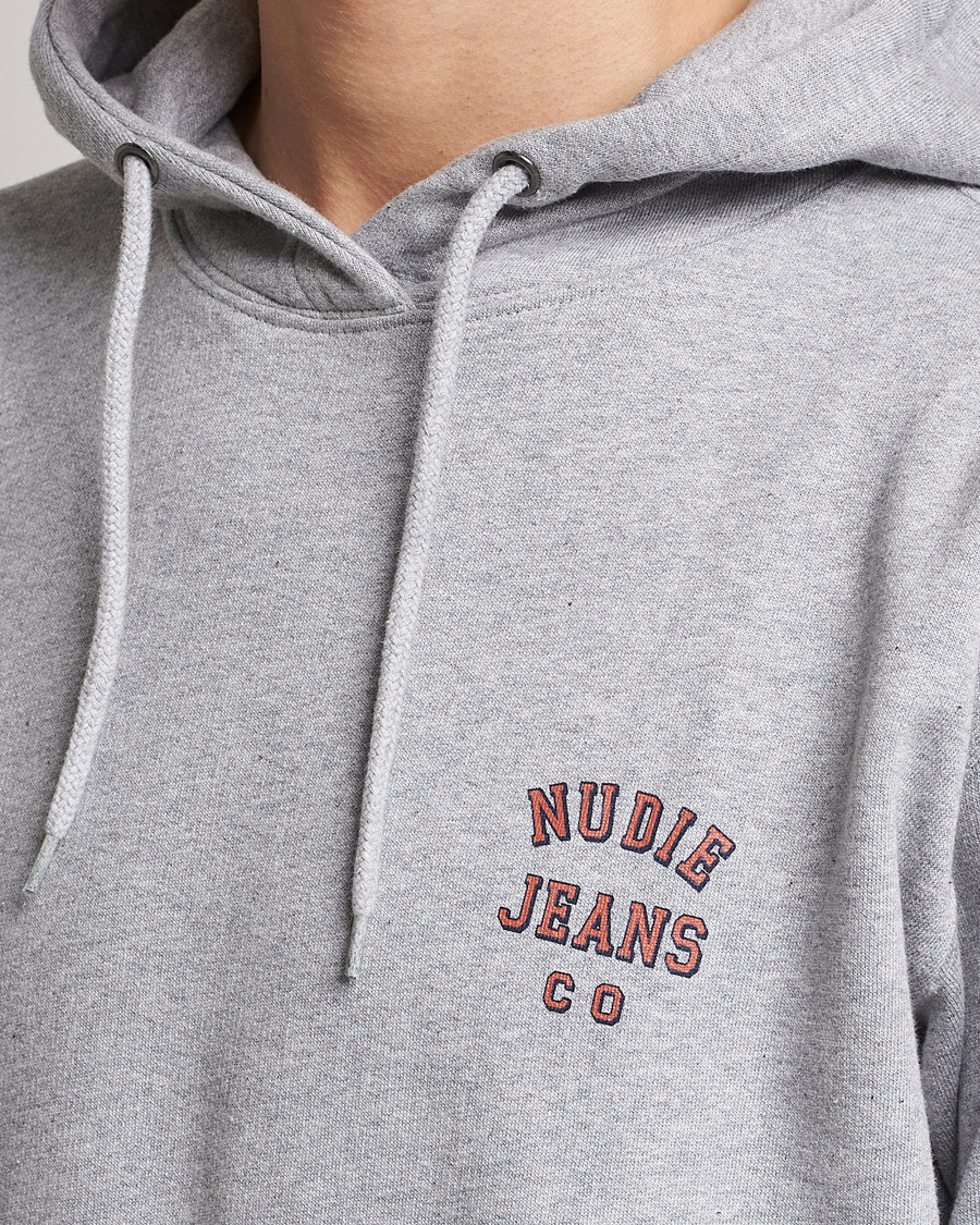 Herren | Pullover | Nudie Jeans | Franke Logo Hoodie Grey melange