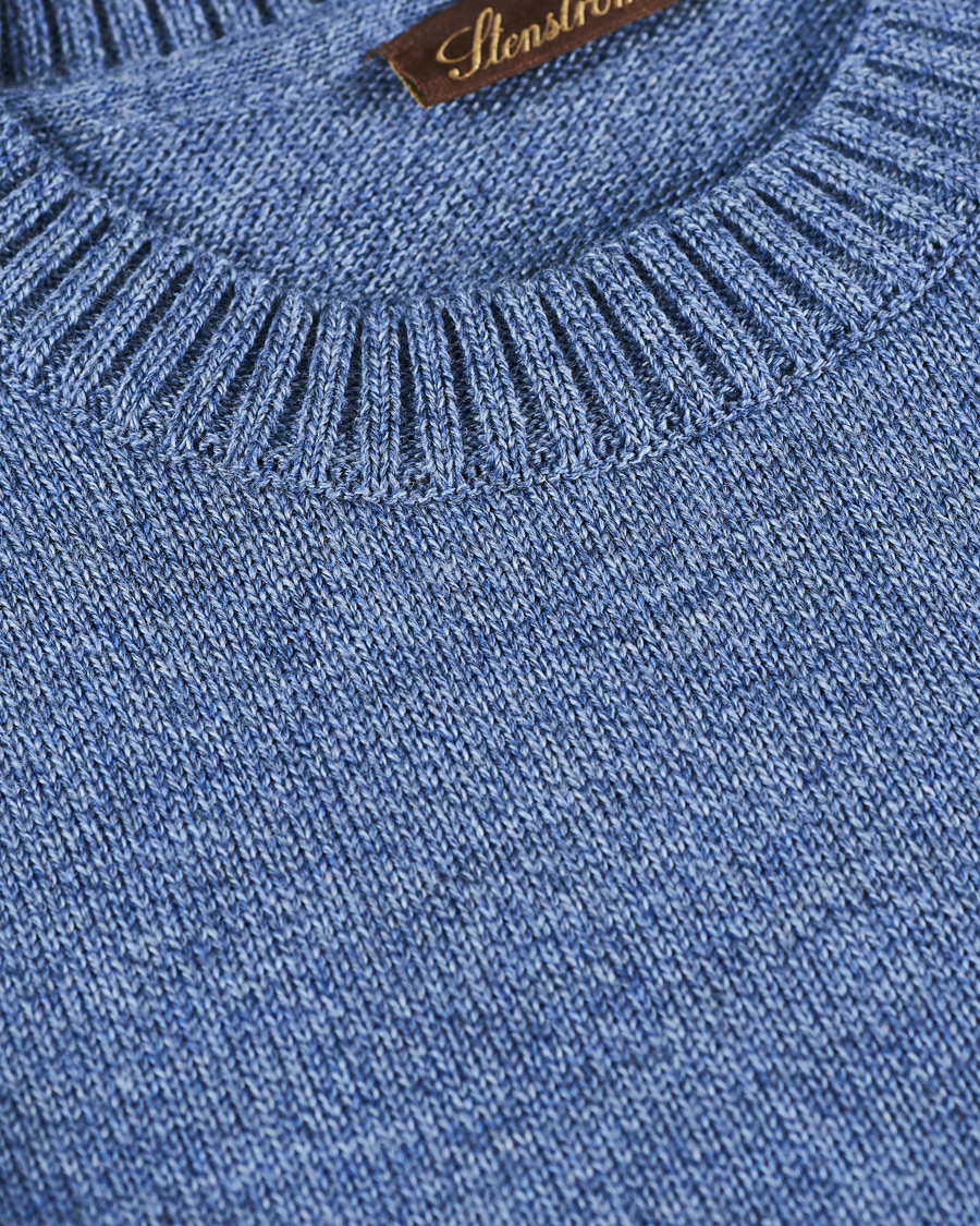 Herren | Pullover | Stenströms | Heavy Knitted Merino Crew Neck Blue Mouliné