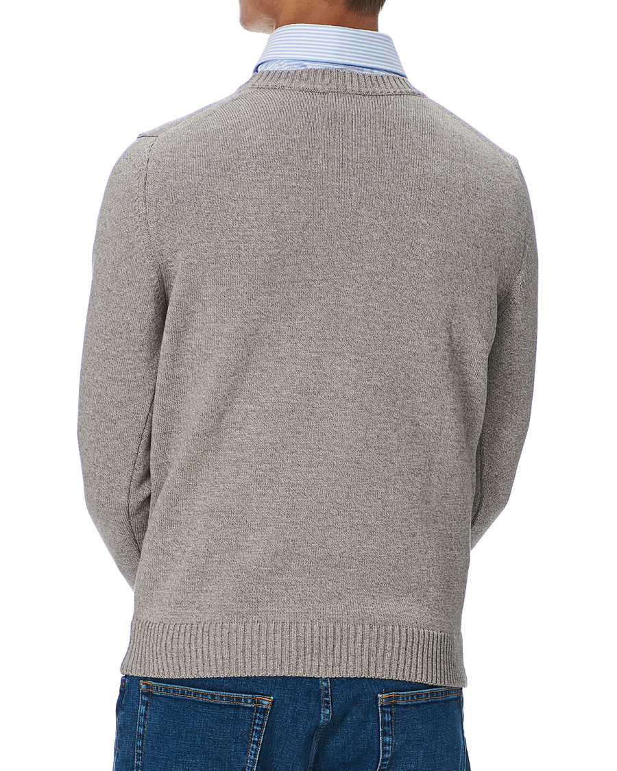 Herren | Pullover | Stenströms | Heavy Knitted Merino Crew Neck Beige Mouliné