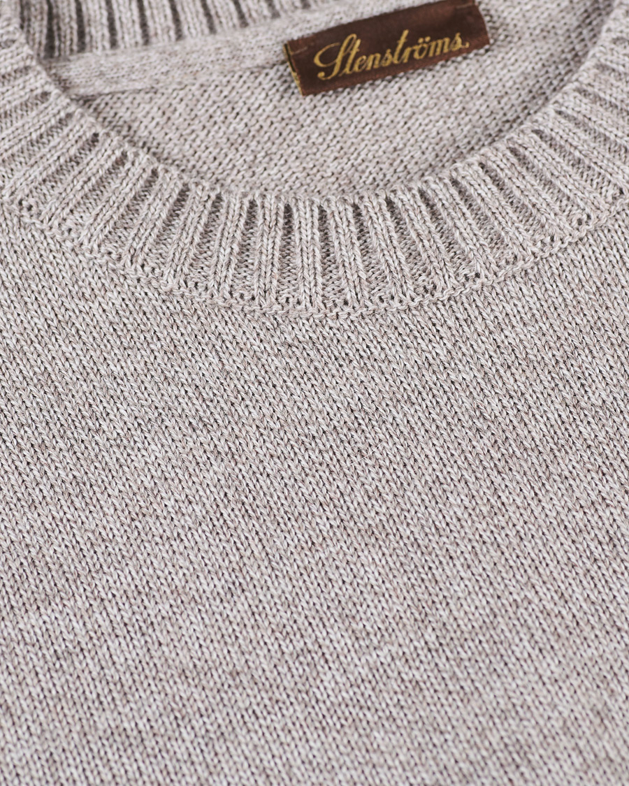 Herren | Pullover | Stenströms | Heavy Knitted Merino Crew Neck Beige Mouliné