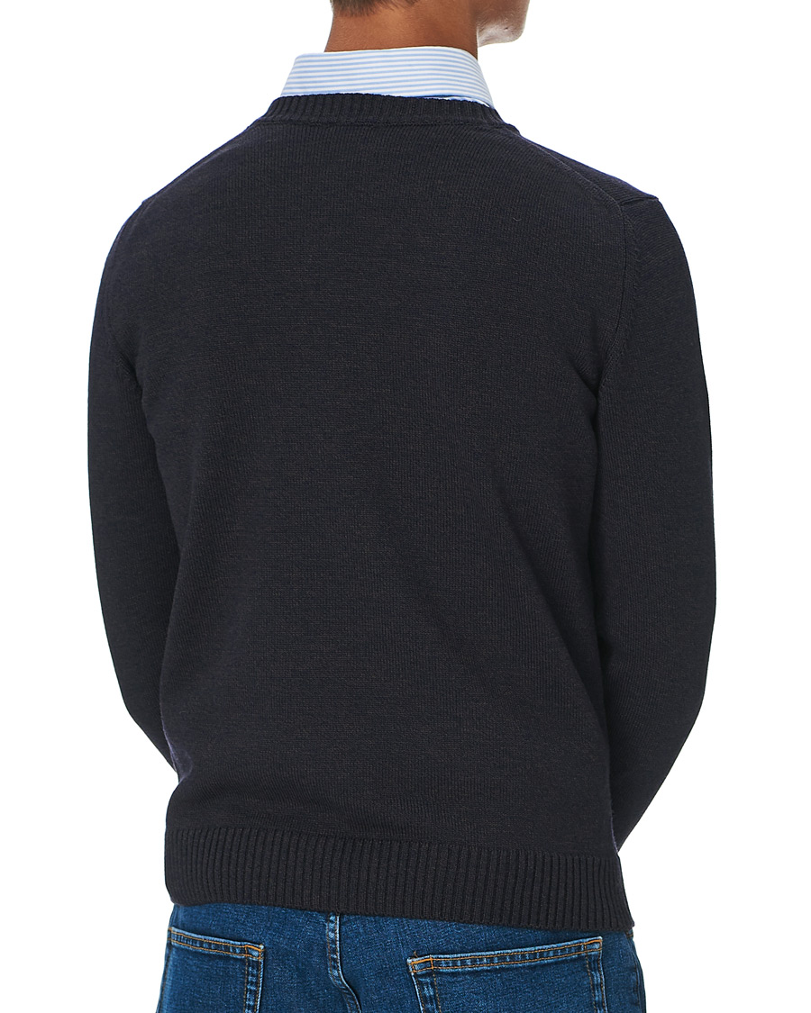 Herren | Pullover | Stenströms | Heavy Knitted Merino Crew Neck Brown/Blue Mouliné