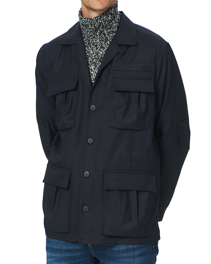 Herren | Jacken | Brioni | Light Wool Sahariana Navy