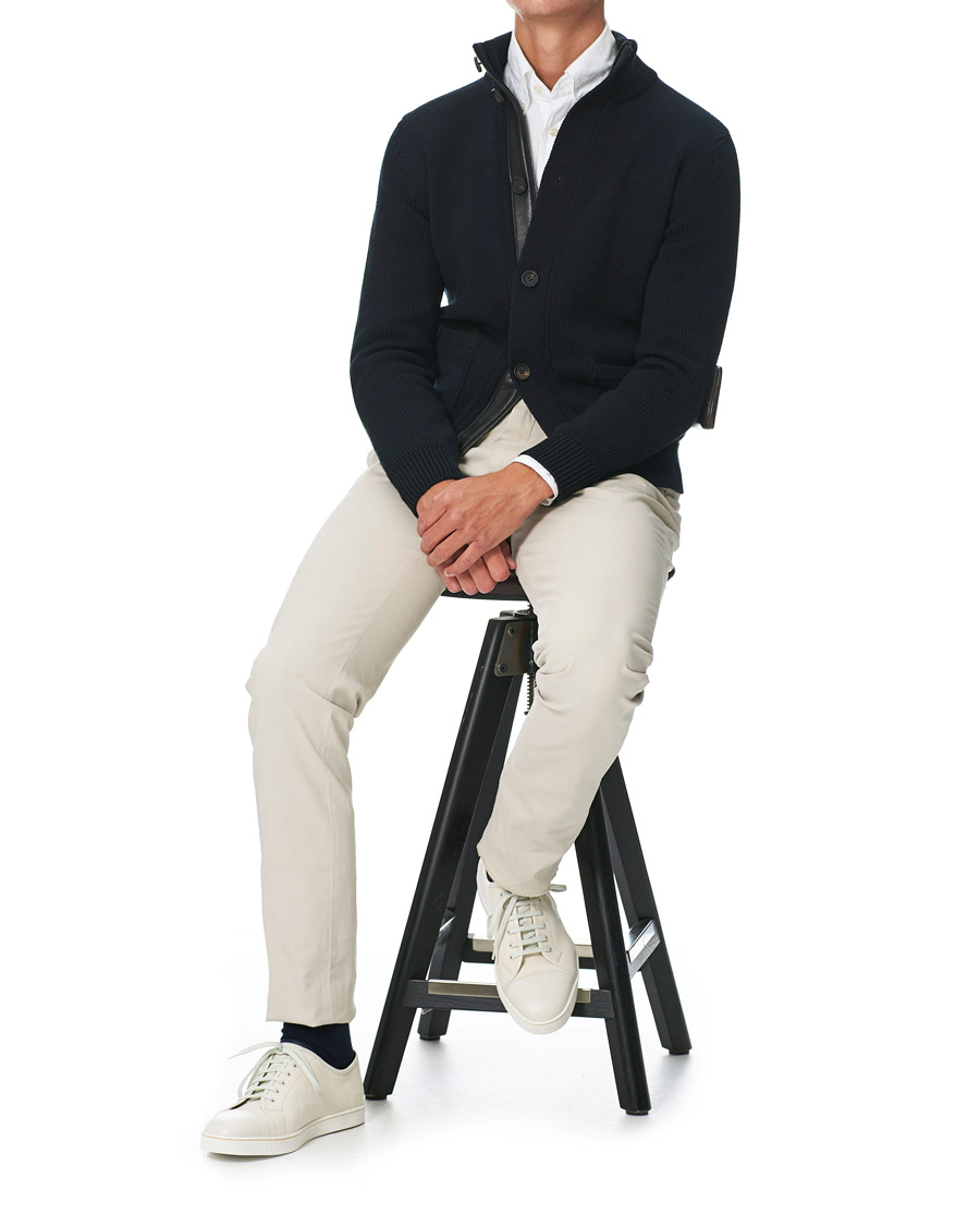 Herren | Pullover | Brioni | Heavy Wool Cardigan Jacket Navy