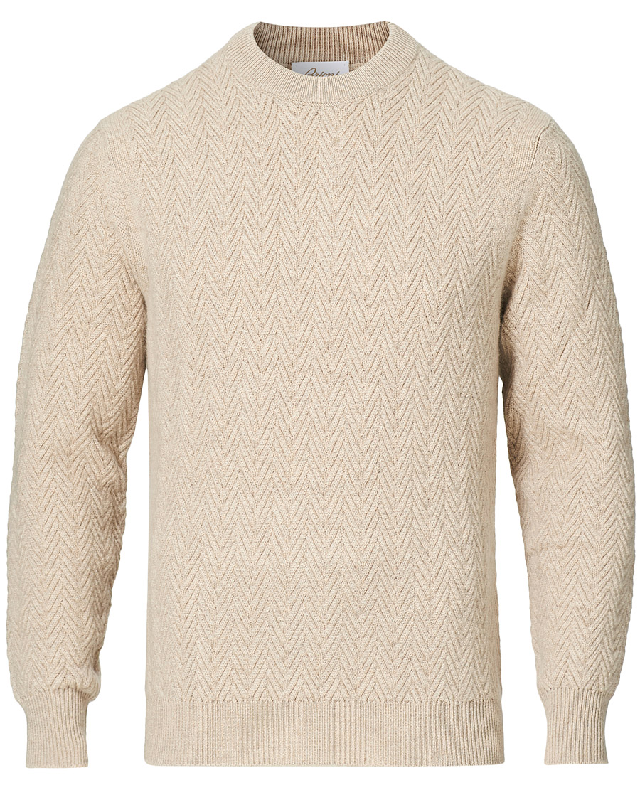 Herren | Pullover | Brioni | Vicuna/Cashmere Chevron Sweater Beige
