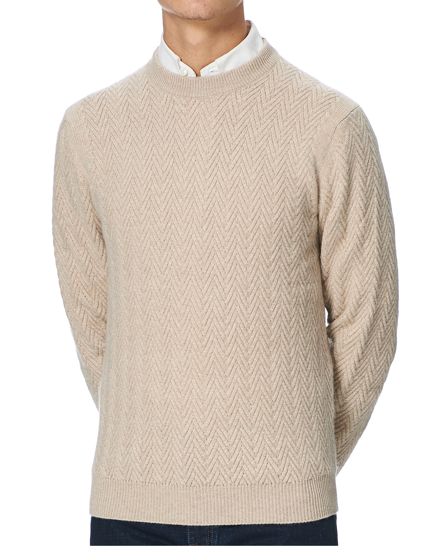 Herren | Pullover | Brioni | Vicuna/Cashmere Chevron Sweater Beige