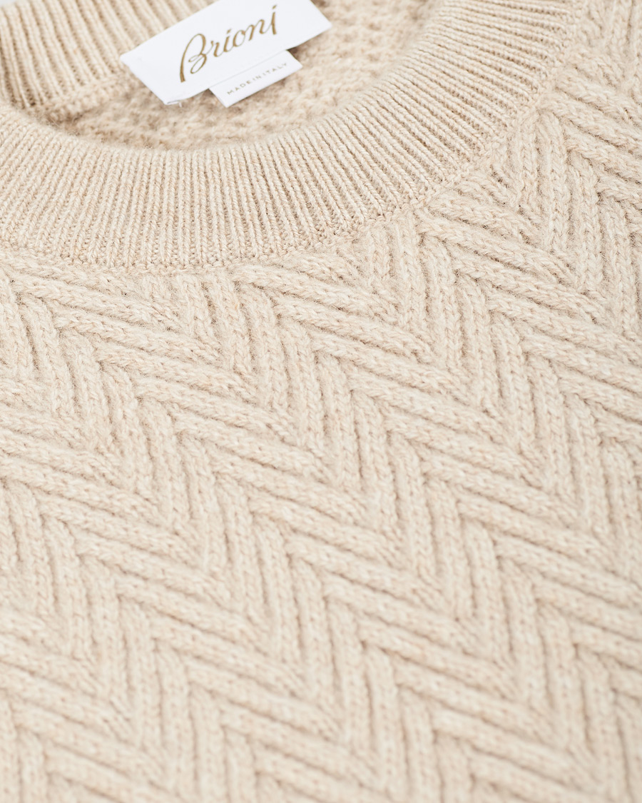 Herren | Pullover | Brioni | Vicuna/Cashmere Chevron Sweater Beige