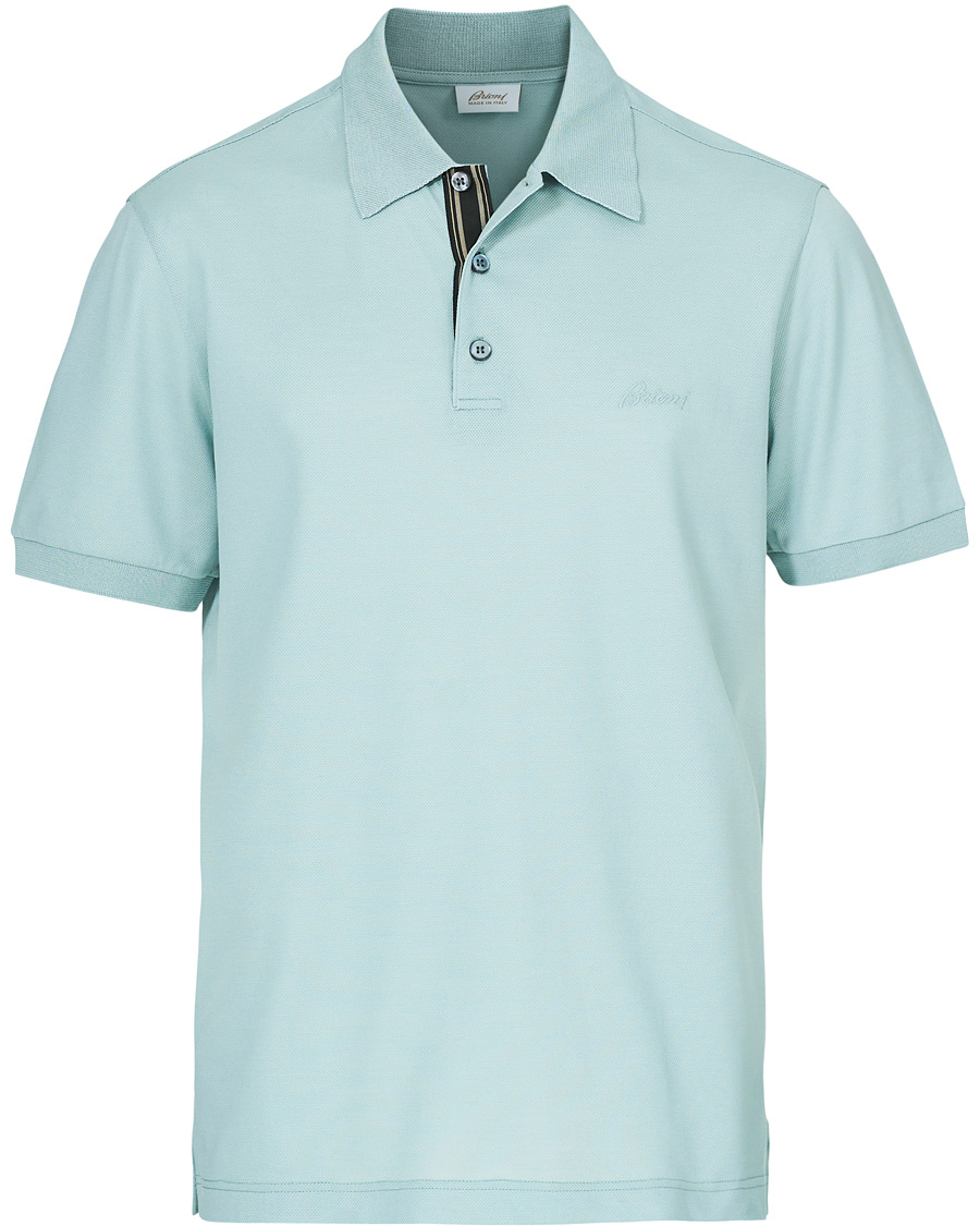 Herren | Poloshirts | Brioni | Contrast Placket Polo Piquet Aqua