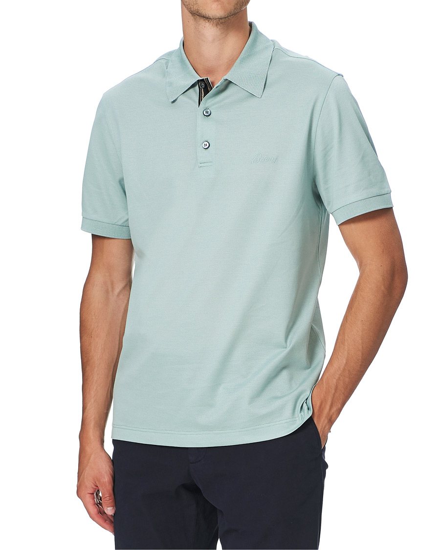 Herren | Poloshirts | Brioni | Contrast Placket Polo Piquet Aqua