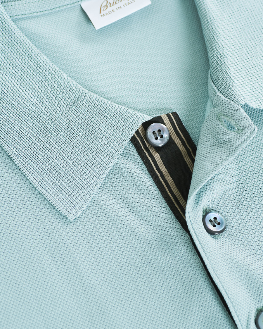Herren | Poloshirts | Brioni | Contrast Placket Polo Piquet Aqua