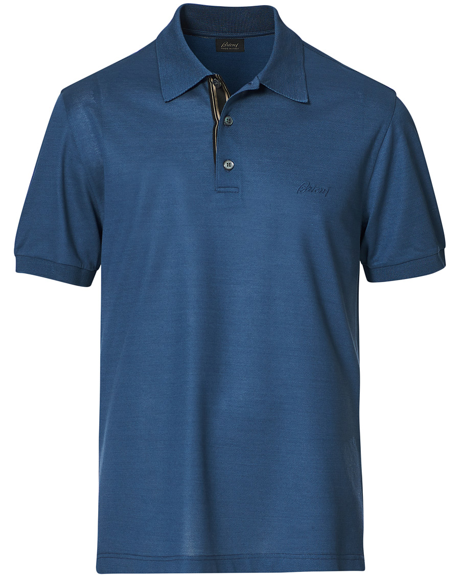Herren | Poloshirts | Brioni | Contrast Placket Polo Piquet Dark Blue