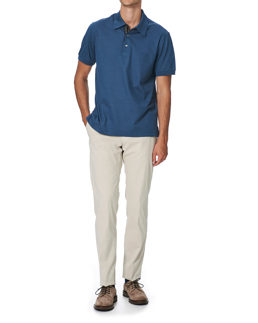 Herren | Poloshirts | Brioni | Contrast Placket Polo Piquet Dark Blue