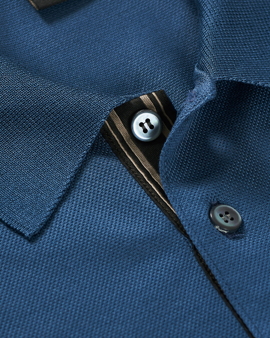 Herren | Poloshirts | Brioni | Contrast Placket Polo Piquet Dark Blue