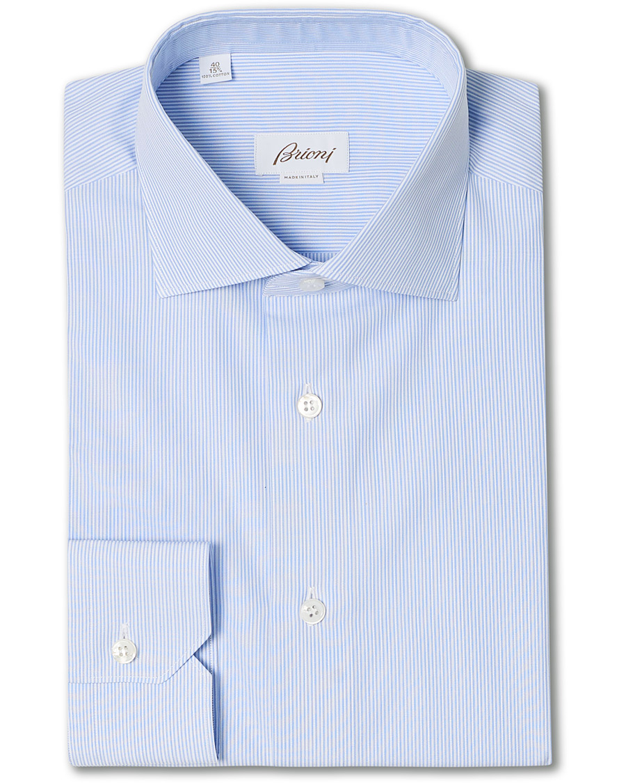 Herren | Hemden | Brioni | Slim Fit Striped Cotton Shirt Light Blue