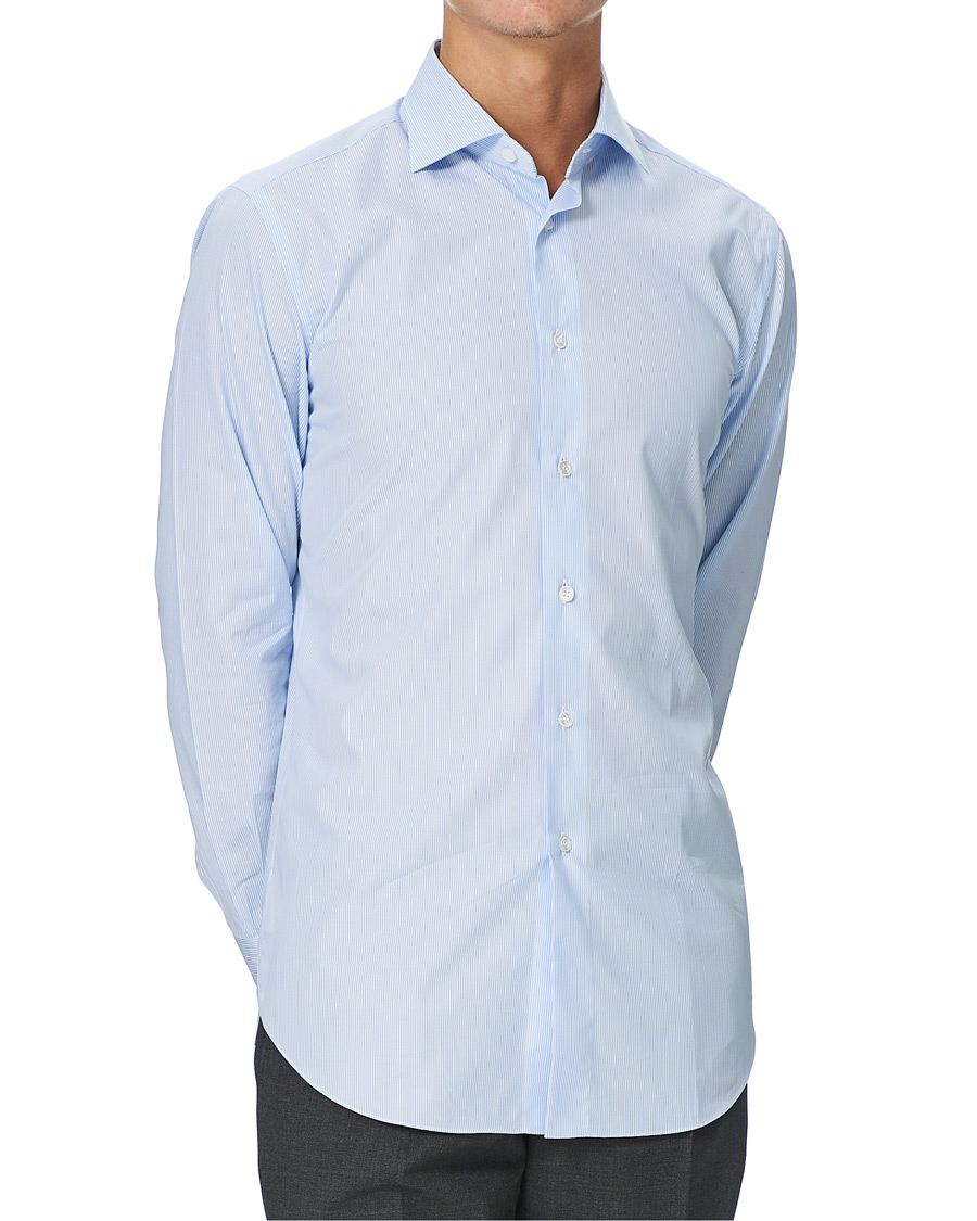 Herren | Hemden | Brioni | Slim Fit Striped Cotton Shirt Light Blue