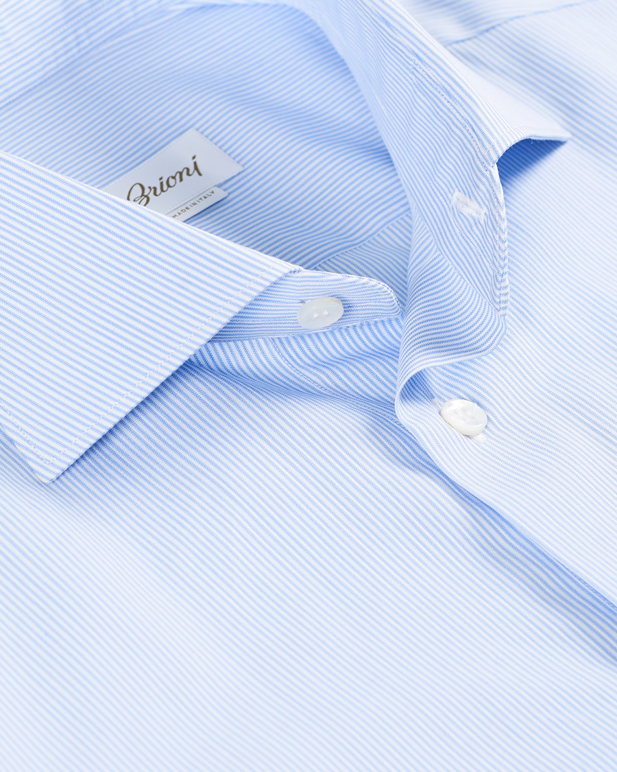 Herren | Hemden | Brioni | Slim Fit Striped Cotton Shirt Light Blue