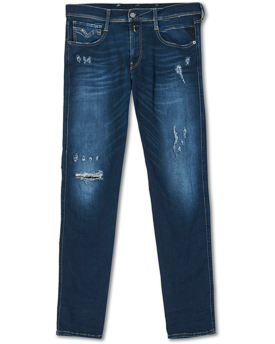 Herren | Jeans | Replay | Anbass Hyperflex Destroyed Jeans Blue