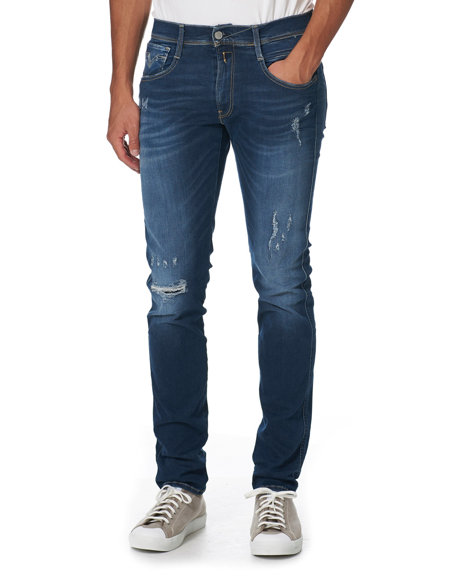 Herren | Jeans | Replay | Anbass Hyperflex Destroyed Jeans Blue