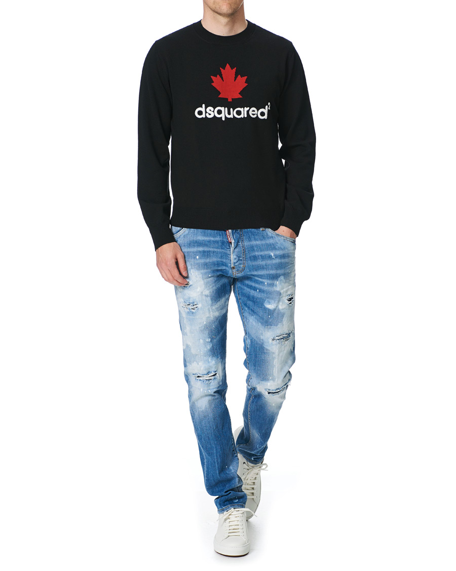 Herren | Pullover | Dsquared2 | Mini D2 Leaf Knitted Sweater Black