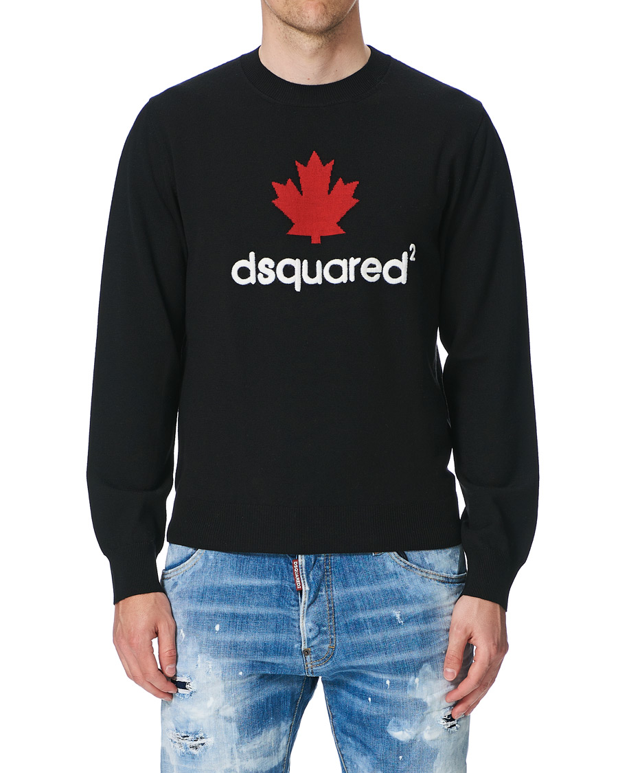 Herren | Pullover | Dsquared2 | Mini D2 Leaf Knitted Sweater Black
