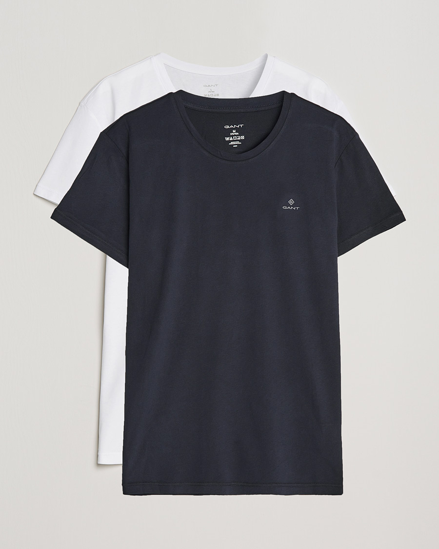 Herren | T-Shirts | GANT | 2-Pack Crew Neck T-Shirt Black/White