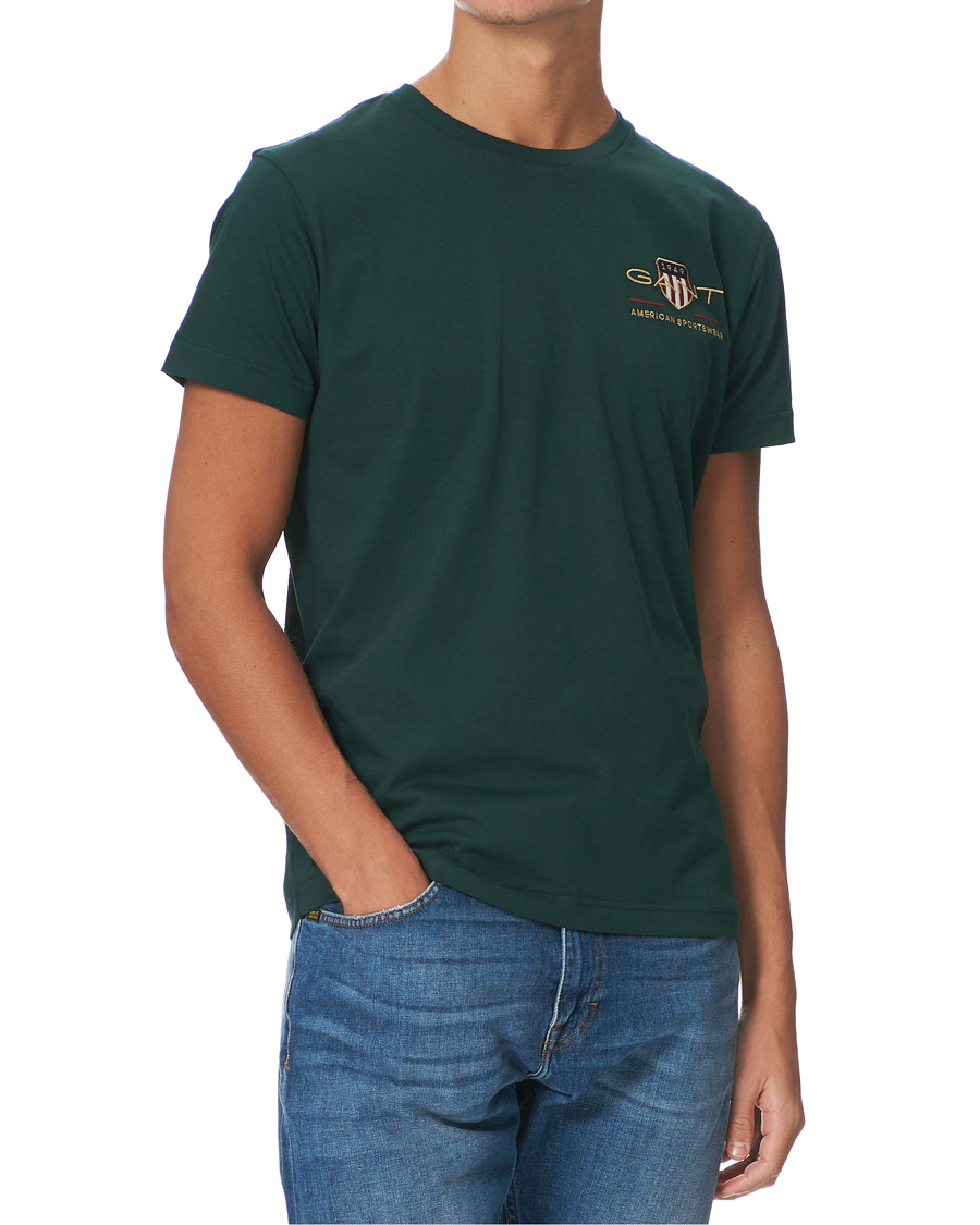 Herren | T-Shirts | GANT | Archive Shield Logo Crew Neck Tee Tartan Green