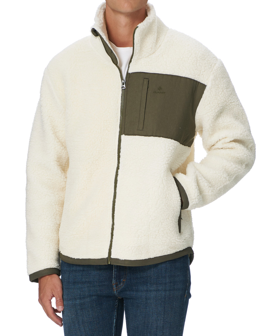Herren | Pullover | GANT | Fleece Full Zip Jacket Cream