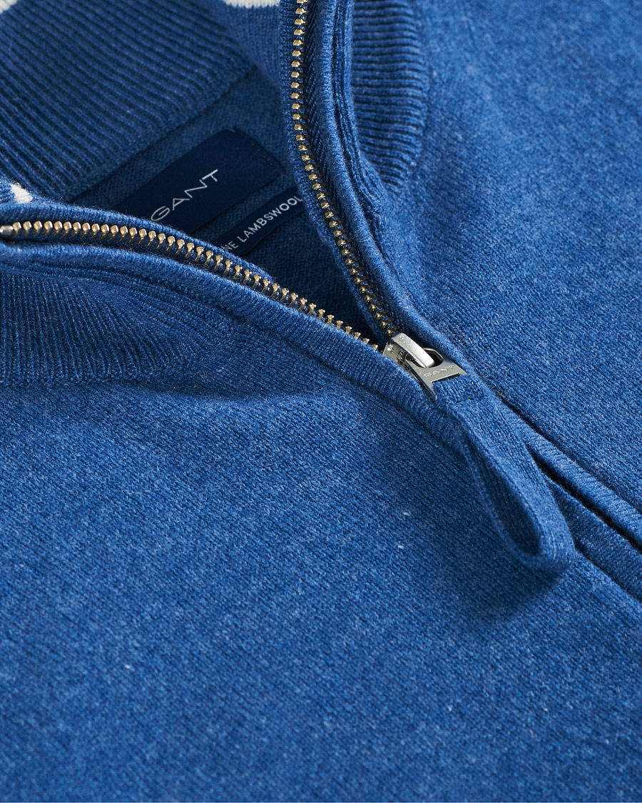 Herren | Pullover | GANT | Lambswool Half Zip Sweater Stone Blue Melange