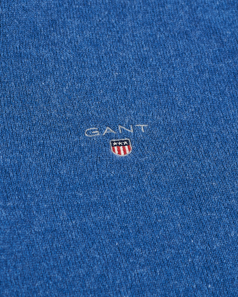 Herren | Pullover | GANT | Lambswool Half Zip Sweater Stone Blue Melange