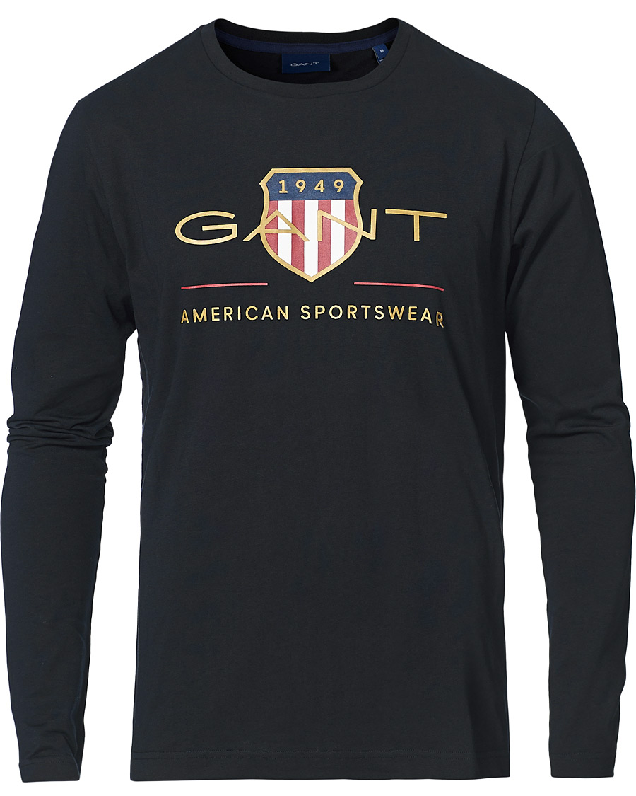 Herren | T-Shirts | GANT | Medium Archive Shield Long Sleeve Tee Black