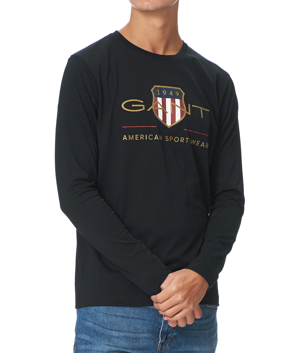 Herren | T-Shirts | GANT | Medium Archive Shield Long Sleeve Tee Black