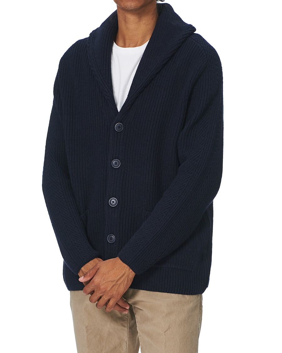 Herren | Pullover | GANT | Mohair Blend Shawl Cardigan Evening Blue
