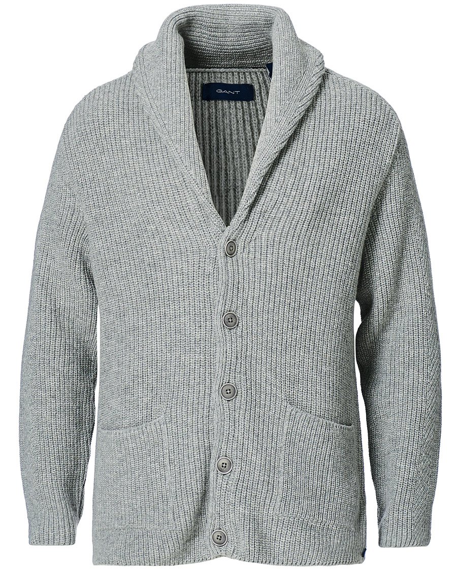 Herren | Pullover | GANT | Mohair Blend Shawl Cardigan Grey Melange
