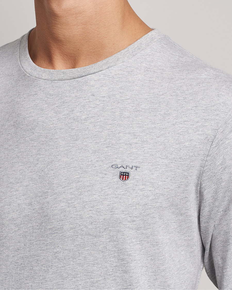 Herren | T-Shirts | GANT | The Original Long Sleeve T-shirt Light Grey Melange