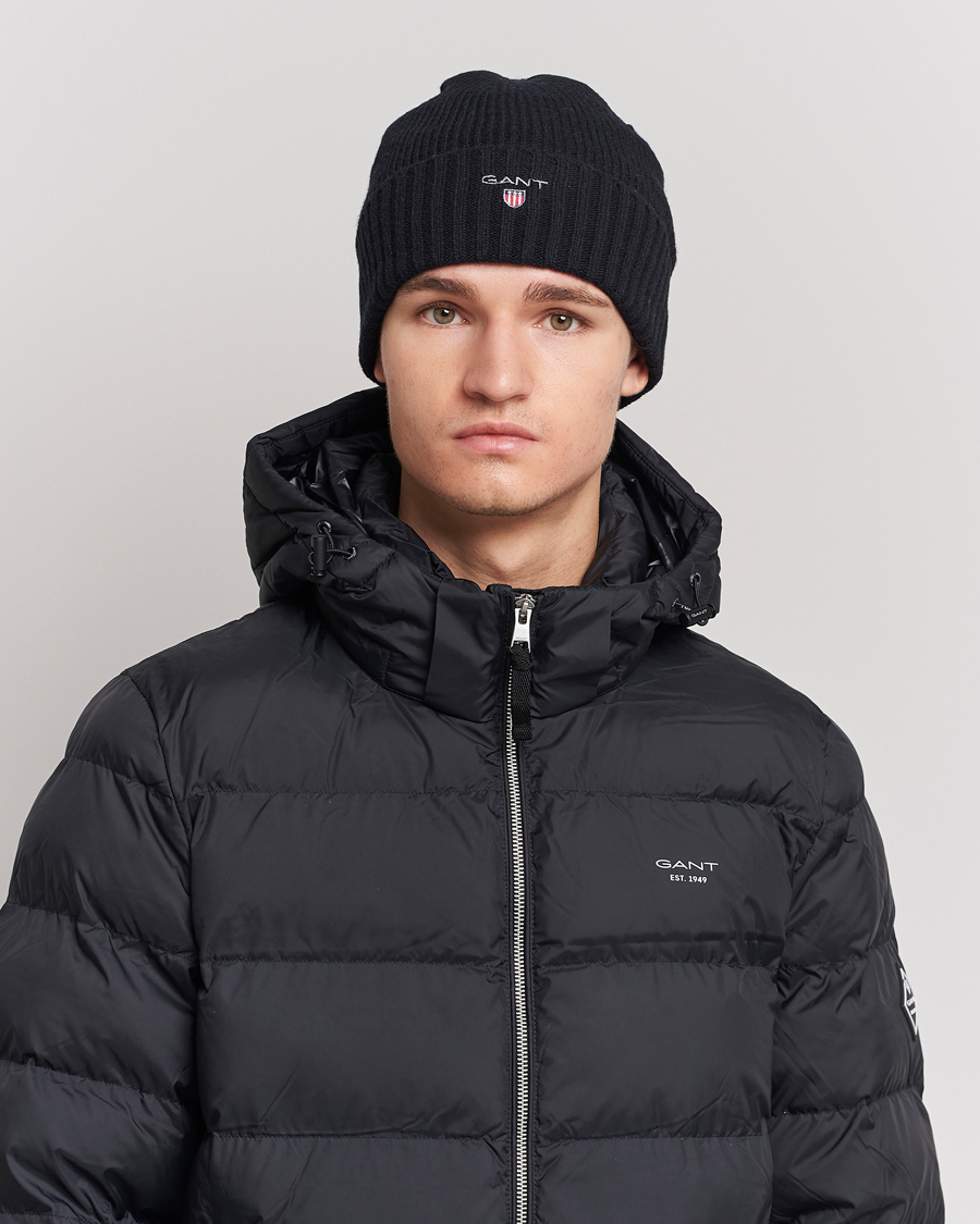 Herren | GANT Wool Lined Beanie Black | GANT | Wool Lined Beanie Black