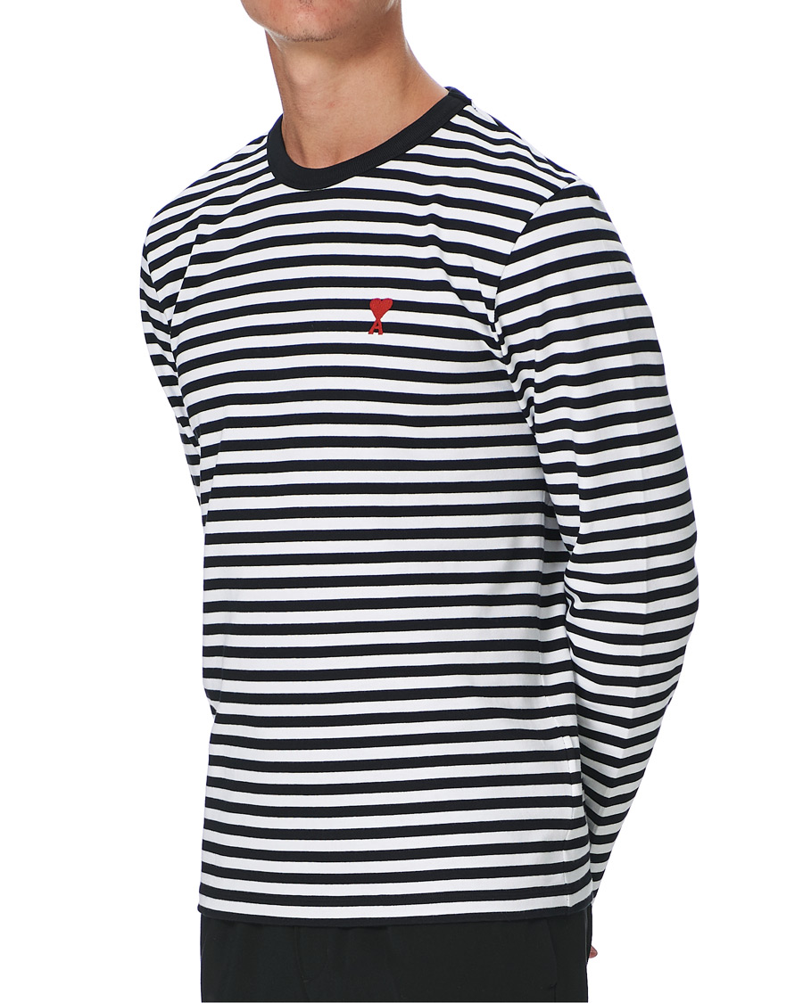 Herren | T-Shirts | AMI | Striped Long Sleeve Tee Black/White