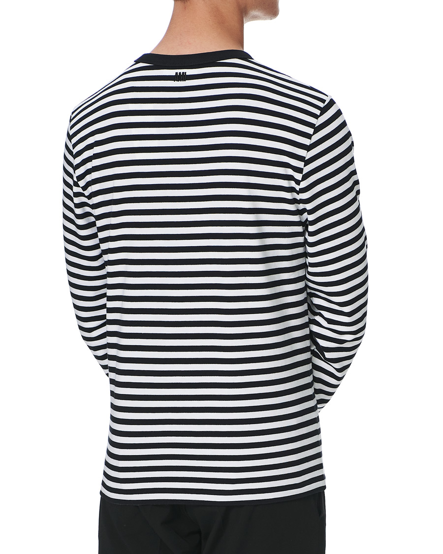 Herren | T-Shirts | AMI | Striped Long Sleeve Tee Black/White