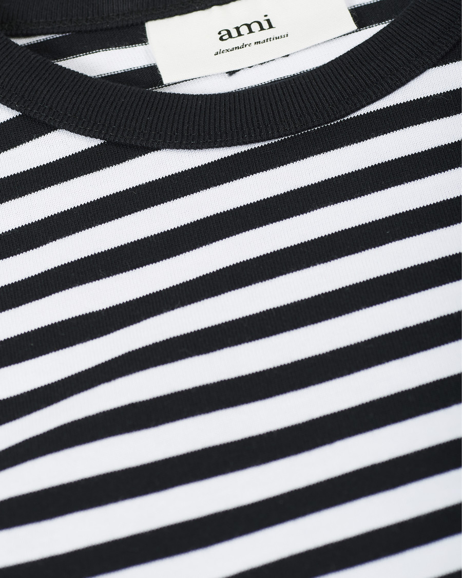 Herren | T-Shirts | AMI | Striped Long Sleeve Tee Black/White