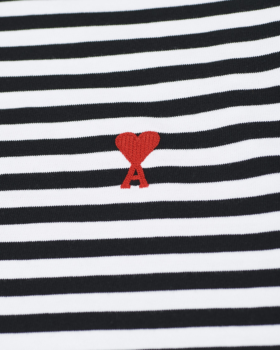 Herren | T-Shirts | AMI | Striped Long Sleeve Tee Black/White