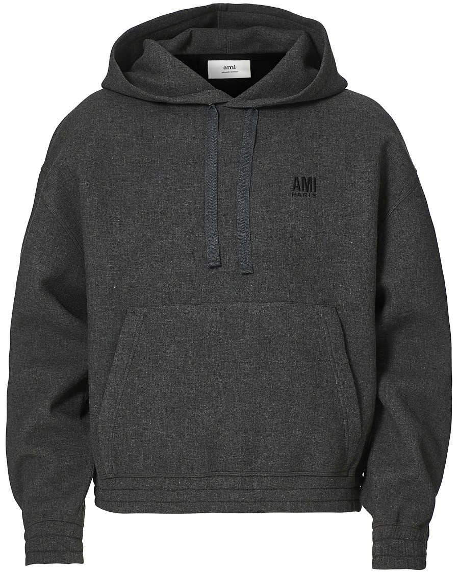 Herren | Pullover | AMI | Oversize Wool Blend Hoodie Dark Grey Melange