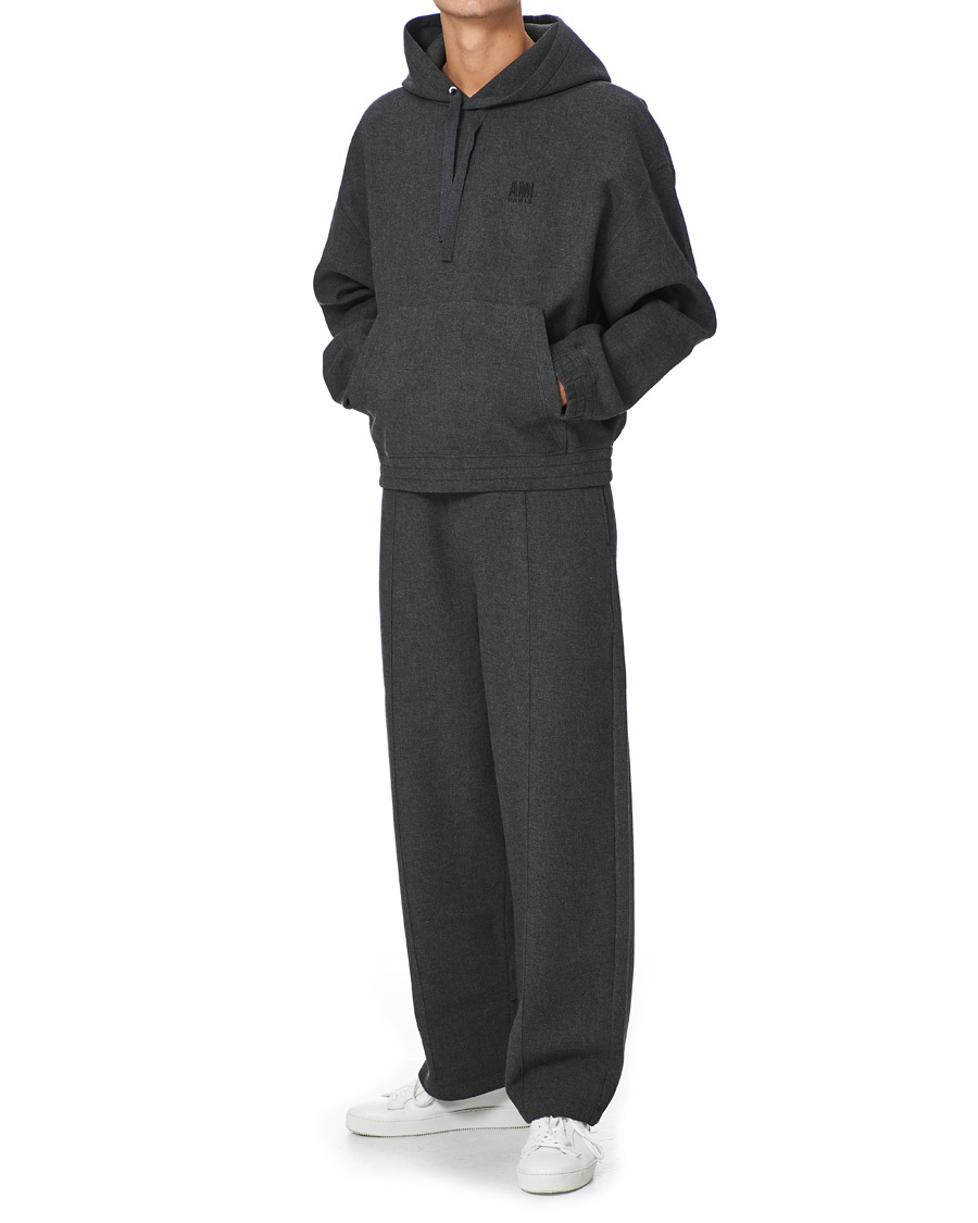 Herren | Pullover | AMI | Oversize Wool Blend Hoodie Dark Grey Melange
