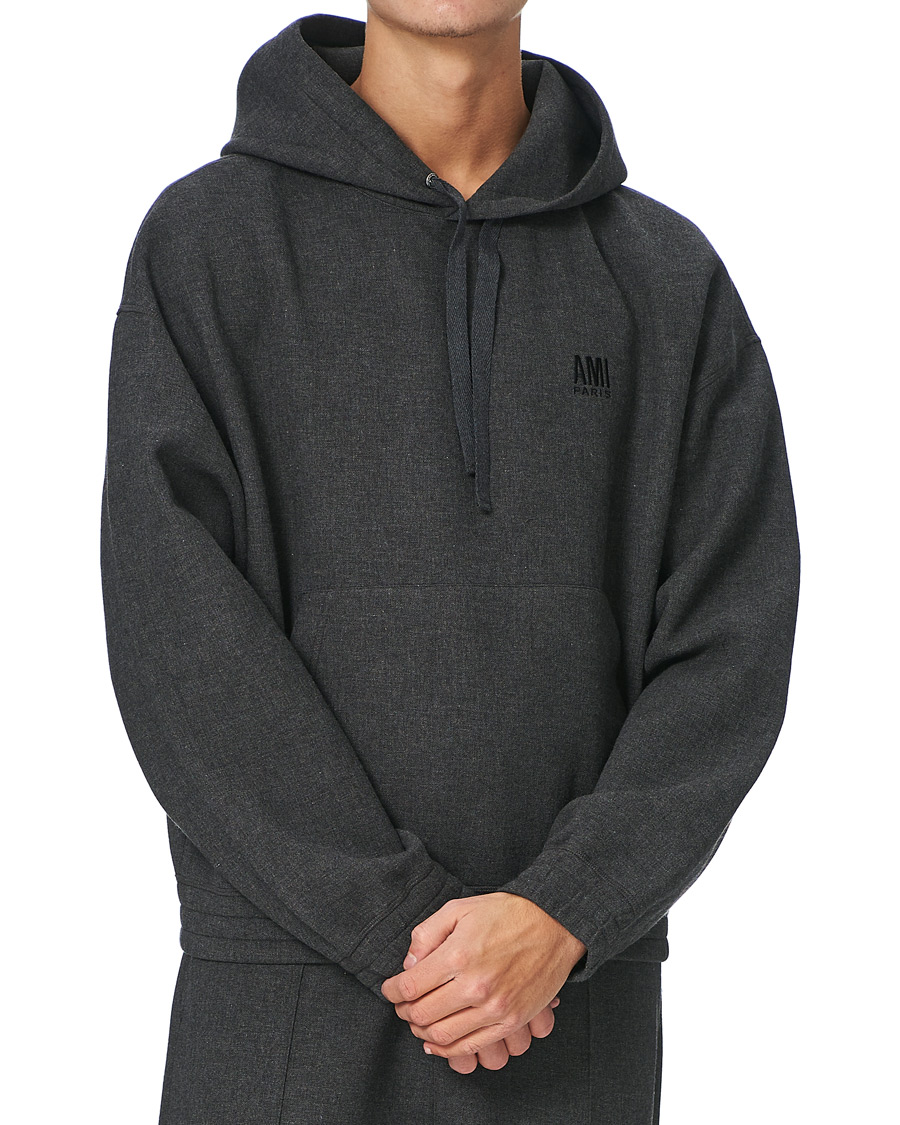 Herren | Pullover | AMI | Oversize Wool Blend Hoodie Dark Grey Melange